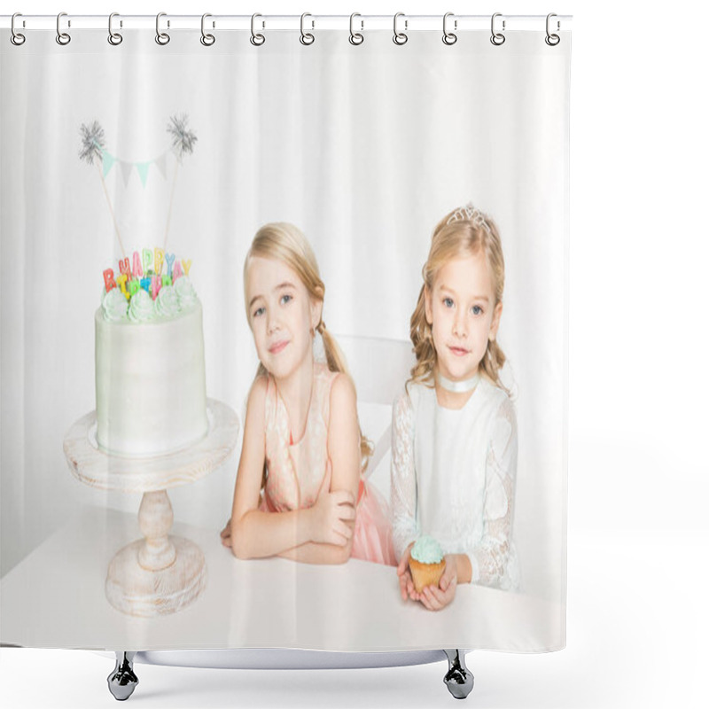 Personality  Girls With Birthday Cake Shower Curtains