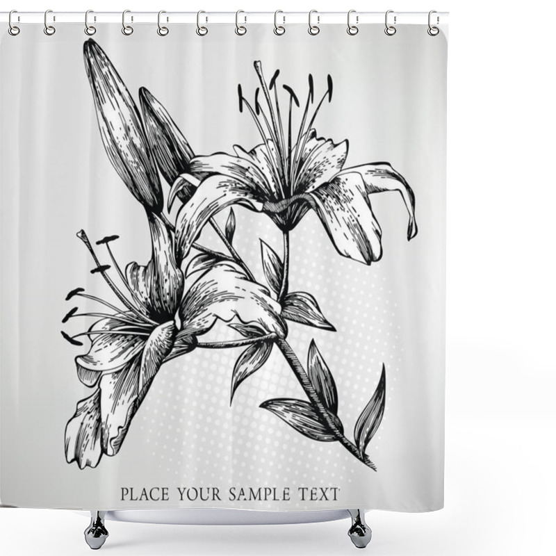 Personality  Blooming Tiger Lily Hand Drawn Shower Curtains