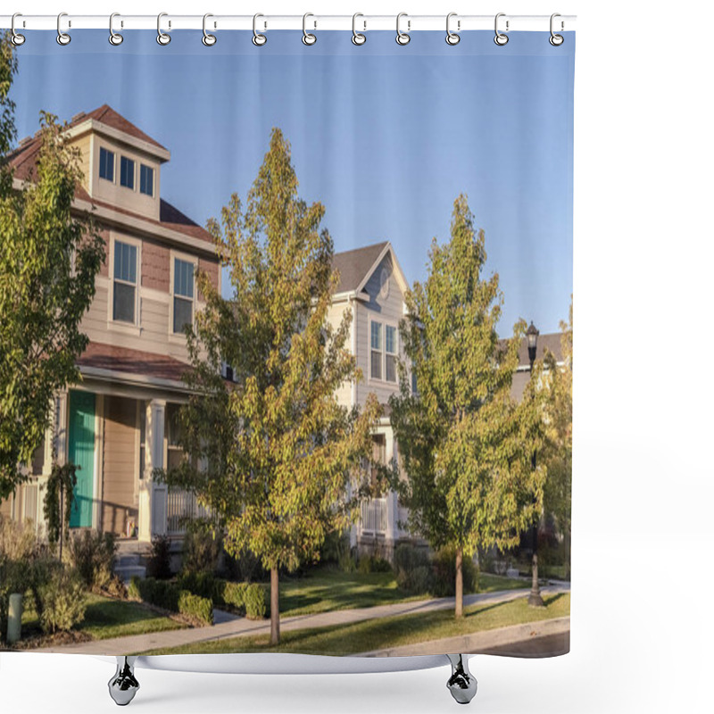 Personality  Row Of Houses On An Urban Street Shower Curtains