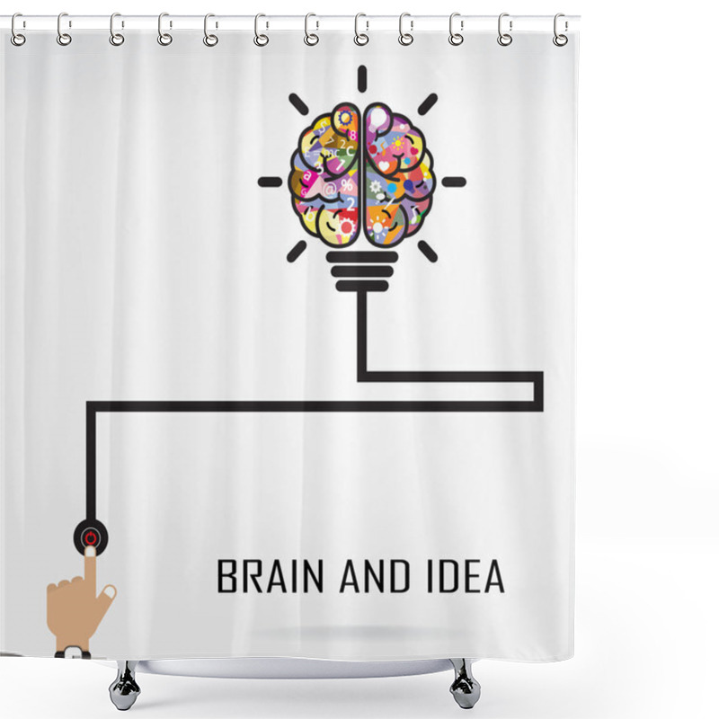 Personality  Creative Brain Idea And Light Bulb Concept Shower Curtains