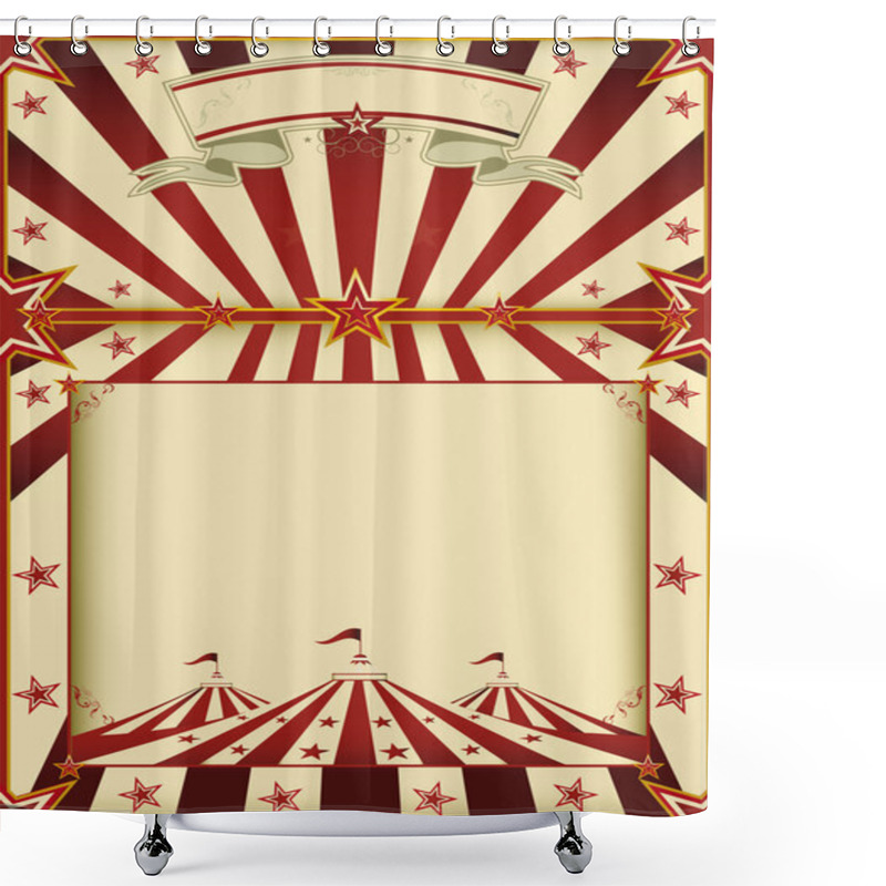 Personality  Red And Cream Circus Poster Shower Curtains