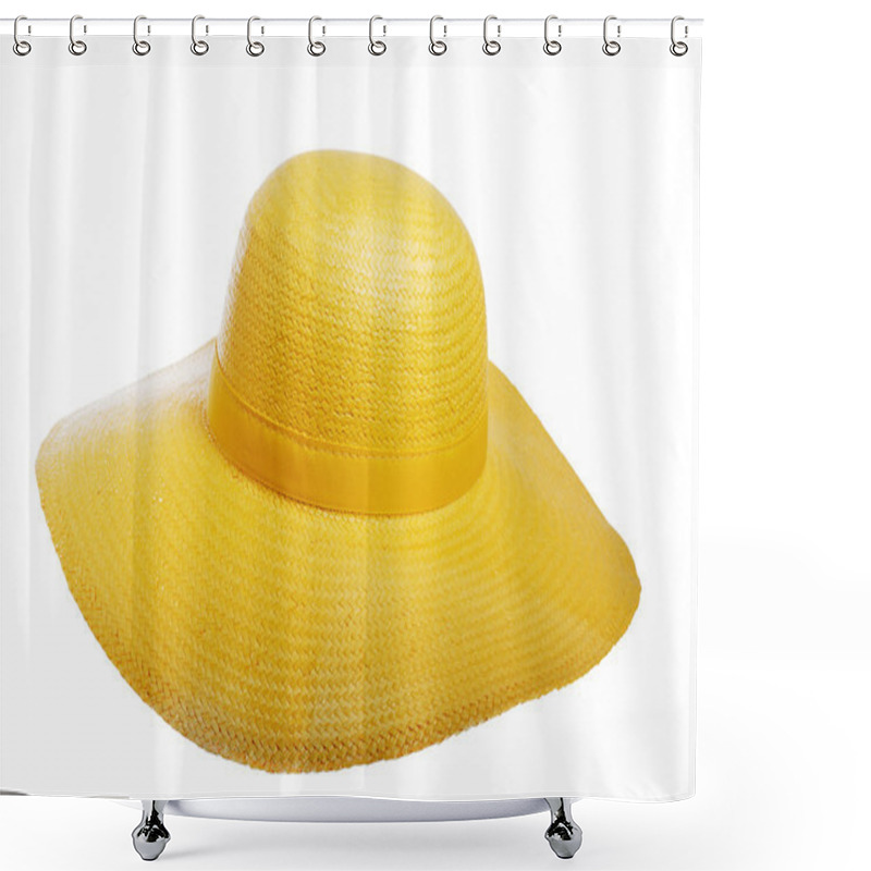 Personality  Women's Straw Hat, Isolated On White Shower Curtains