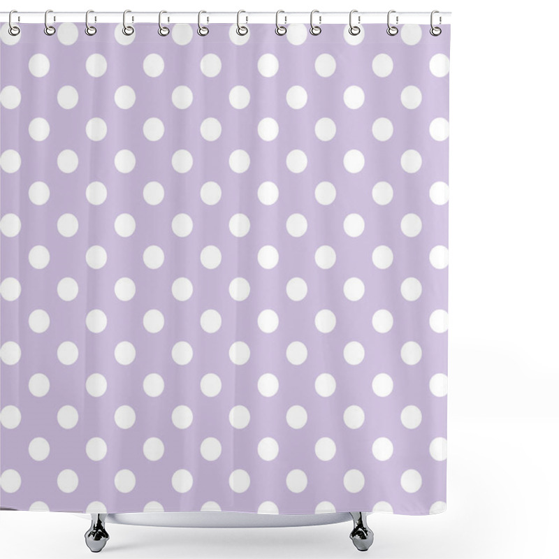 Personality  Seamless Pattern, Vector Includes Swatch That Seamlessly Fills Any Shape, Large White Polka Dots On Pastel Lavender Background Shower Curtains