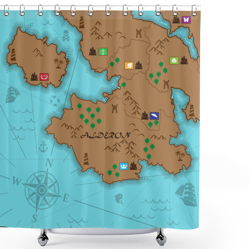 Personality  Ancient World Map Shower Curtains