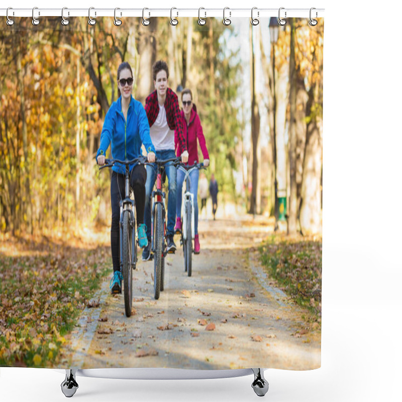 Personality  Healthy Lifestyle - People Riding Bicycles In City Park Shower Curtains