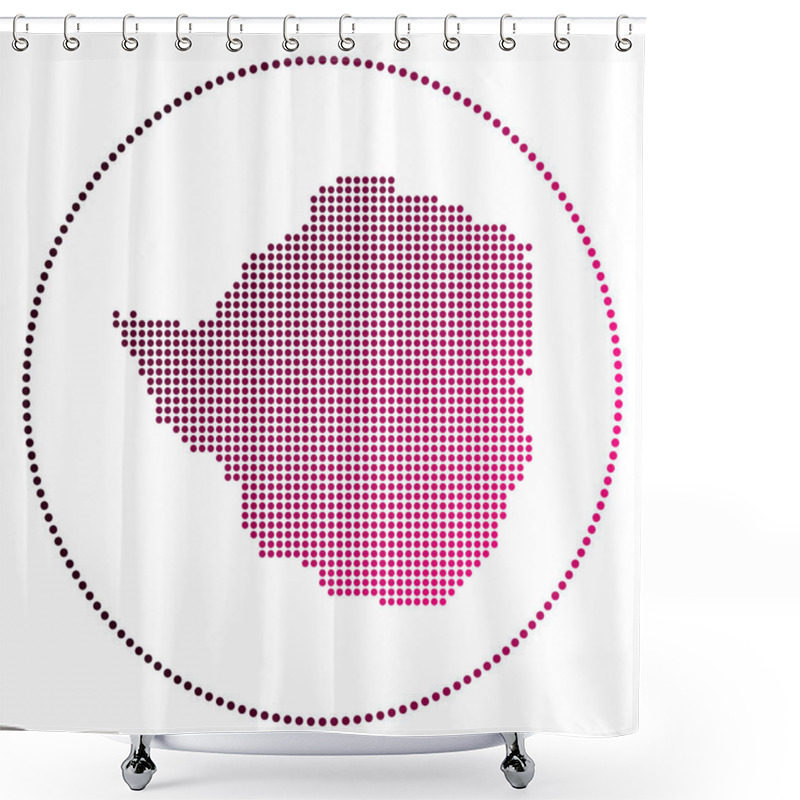 Personality  Zimbabwe Digital Badge Dotted Style Map Of Zimbabwe In Circle Tech Icon Of The Country With Shower Curtains