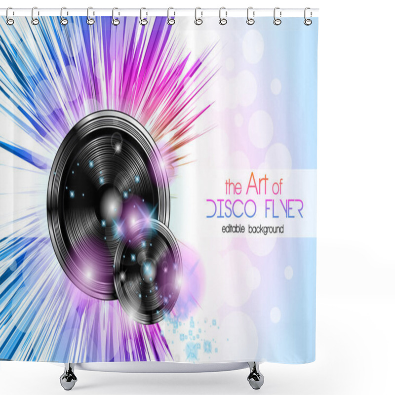 Personality  Disco Club Flyer With Big Speakers Shower Curtains