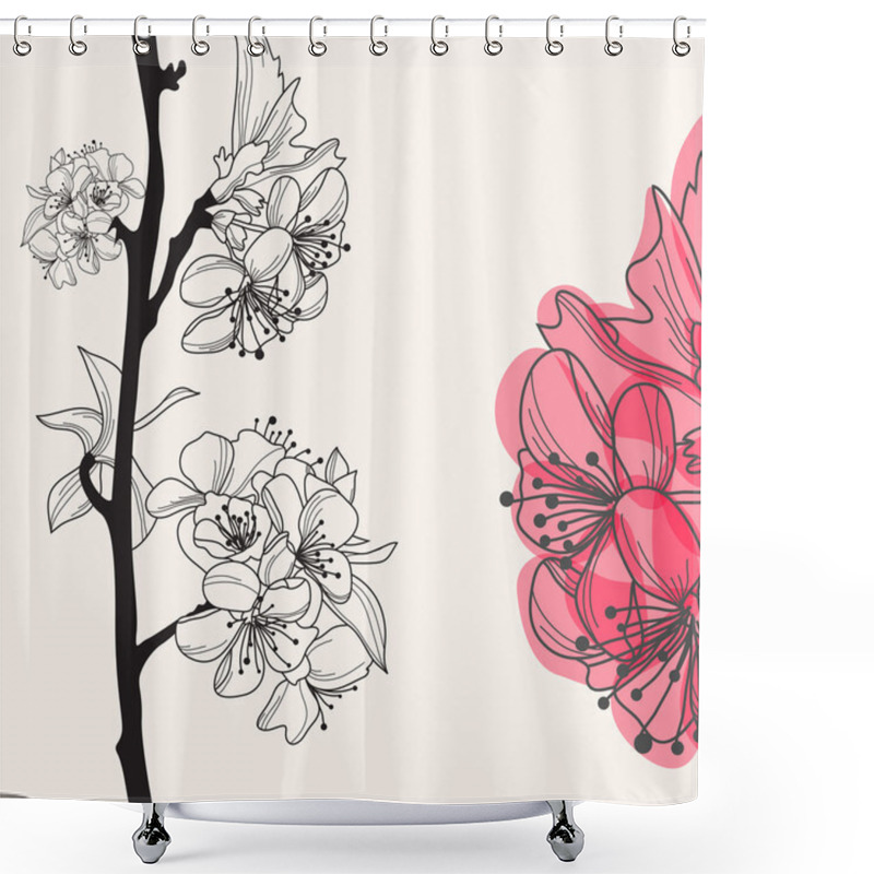 Personality  Decorative Cherry Blossom Shower Curtains