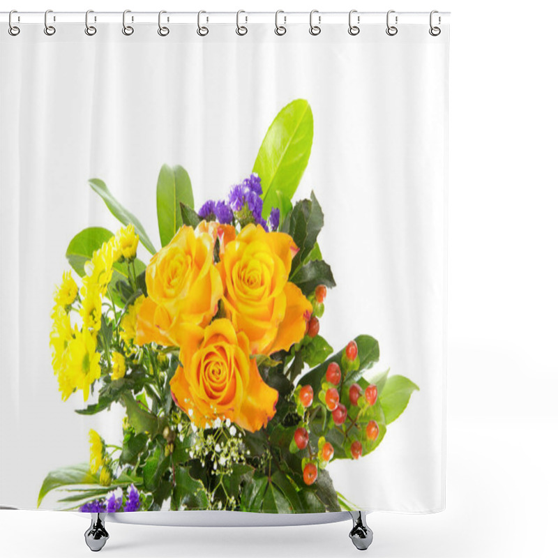 Personality  A Bouquet Of Roses,gerbera,statize,veil And Laurel Shower Curtains