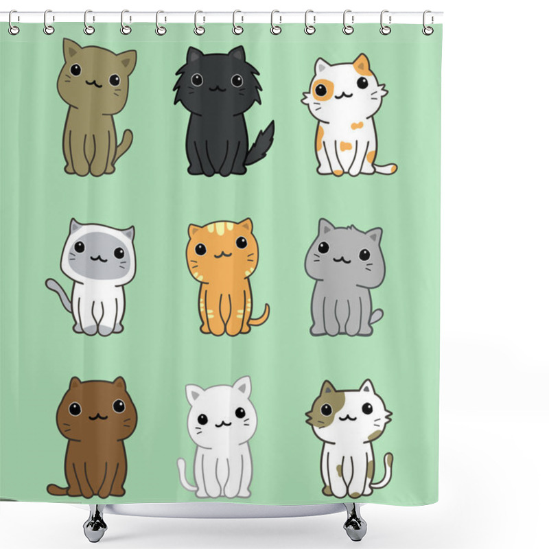 Personality  Set Of Cute Cats, Vector Illustration Shower Curtains