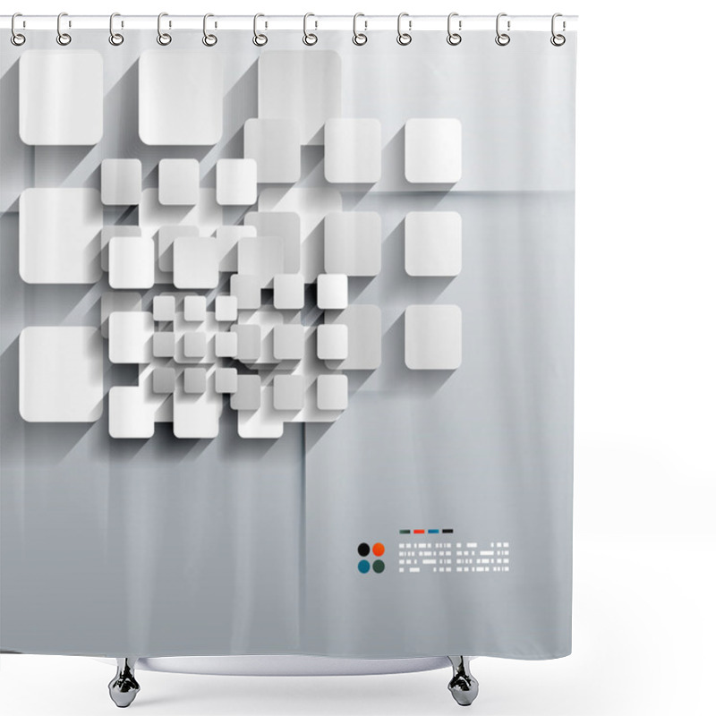 Personality  Vector 3d Paper Squares Modern Design Shower Curtains