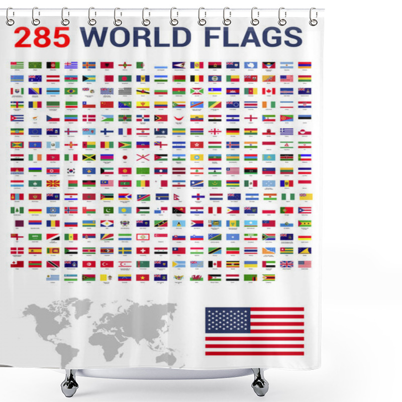 Personality  Set Of 285 World Flags Of Sovereign States Shower Curtains