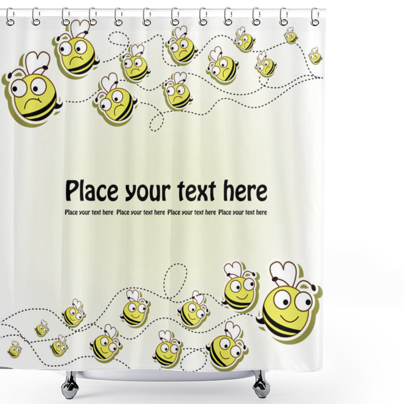 Personality  Postcard With A Funny Bees Shower Curtains