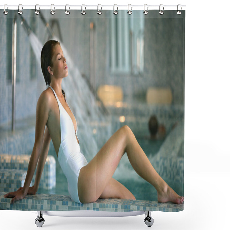 Personality  Woman In A Spa Center Shower Curtains