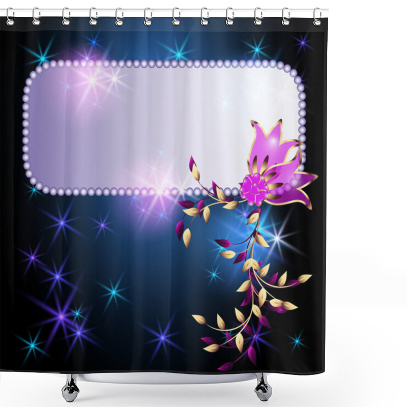 Personality  Glowing Background With Billboard, Transparent Flowers And Stars Shower Curtains