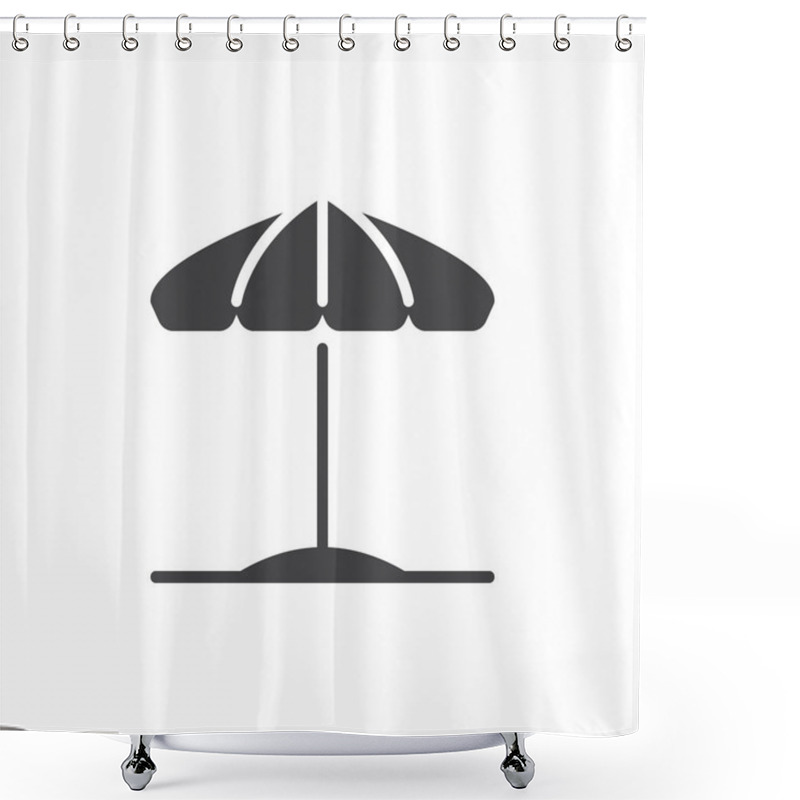 Personality  Beach Umbrella Icon Vector, Filled Flat Sign, Solid Pictogram Isolated On White. Parasol Symbol, Logo Illustration. Pixel Perfect Vector Graphics Shower Curtains