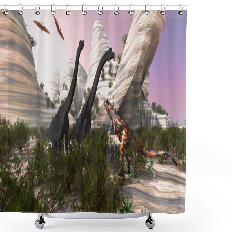 Personality  Carnotaurus Attack Shower Curtains