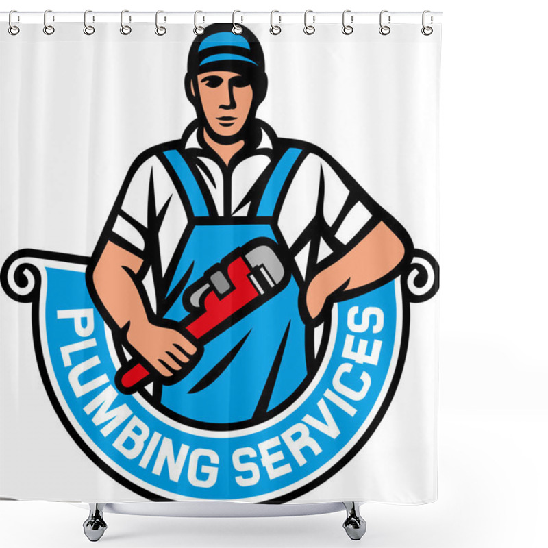 Personality  Plumber Holding A Wrench Shower Curtains