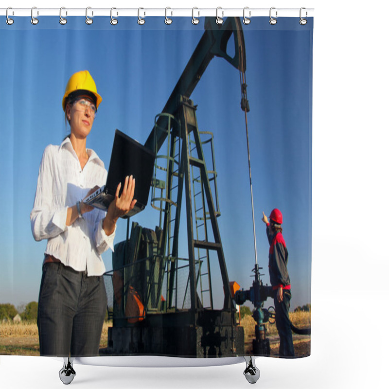 Personality  Workers In An Oilfield, Teamwork Shower Curtains