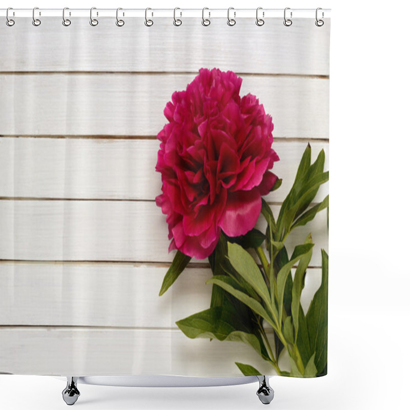 Personality  Burgundy Peony On The  Wooden Background Shower Curtains