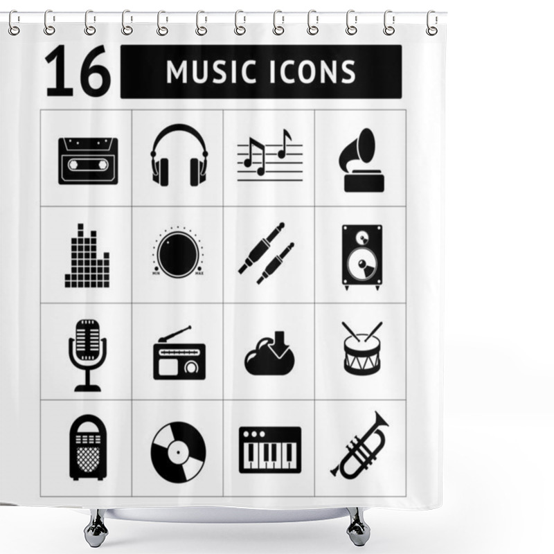 Personality  Set Icons Of Music And Sound Shower Curtains