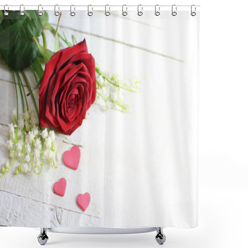 Personality  Red Rose And Lily Of The Valley Shower Curtains