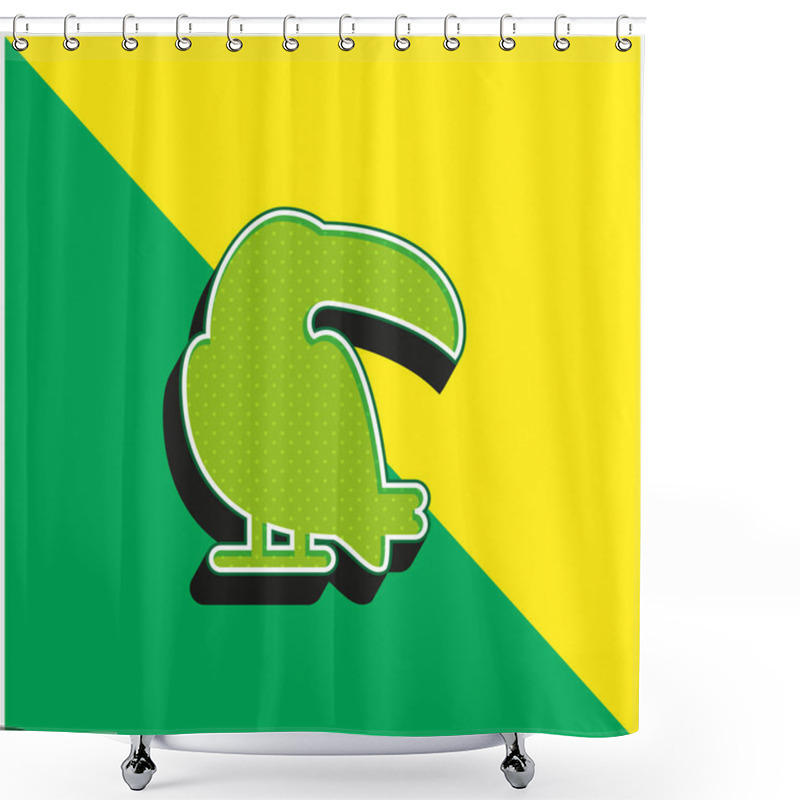 Personality  Big Toucan Green And Yellow Modern 3d Vector Icon Logo Shower Curtains