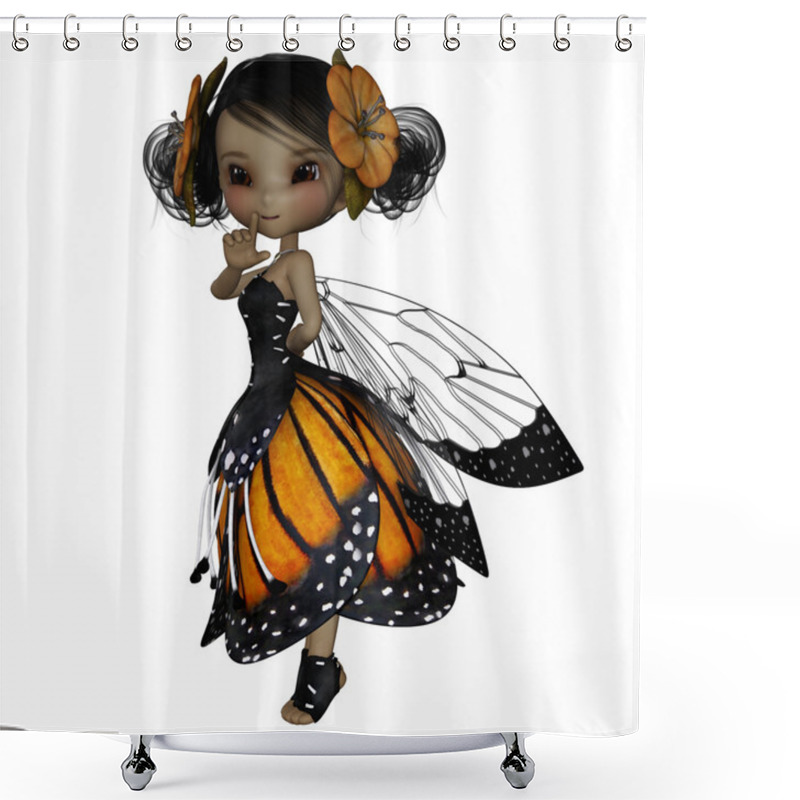 Personality  Cute Faery In Tiger Lily Petal Dress Wit Blossoms In Her Hair Shower Curtains