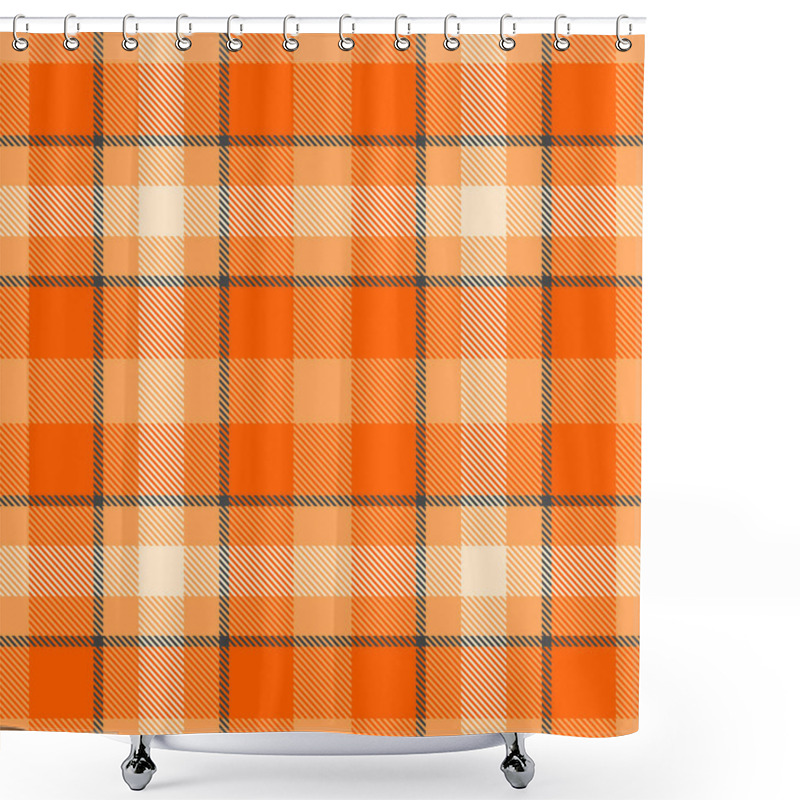 Personality  Vibrant Orange And Beige Plaid Pattern.  Perfect For Fall-themed Designs, Textiles, Or Website Backgrounds.  The Bold, Graphic Style Adds A Touch Of Modern Energy To Traditional Plaid. Shower Curtains