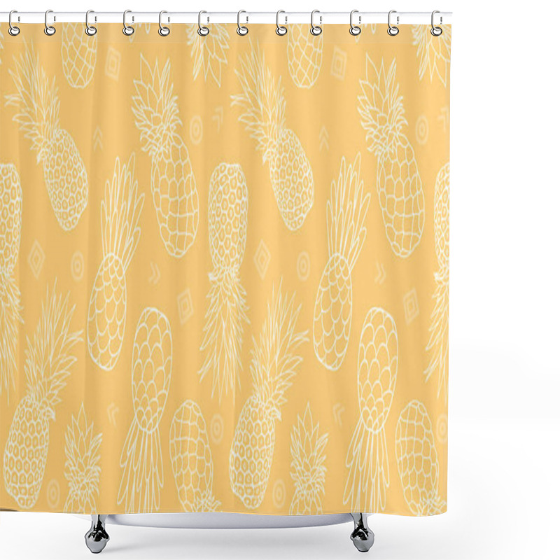 Personality  Yellow Pineapples Seamless Repeat Pattern Design. Shower Curtains