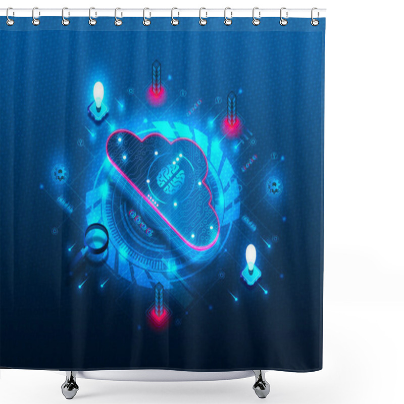 Personality  Cloud AI Developer Services Concept - New Tools To Add Cognitive Capabilities To Apps With APIs And Cloud AI Services - Artificial Intelligence And Cloud Computing - 3D Illustration Shower Curtains