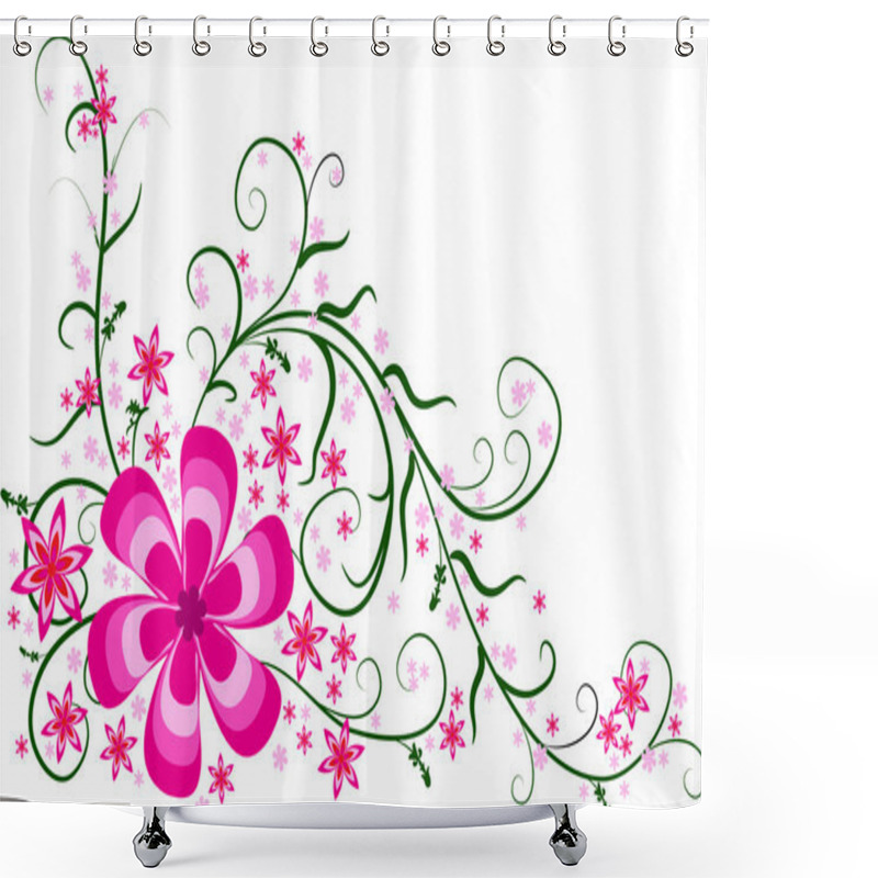 Personality  Pink Floral Corner Design Shower Curtains