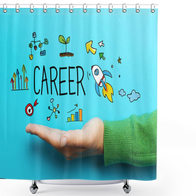 Personality  Career Concept With Hand  Shower Curtains