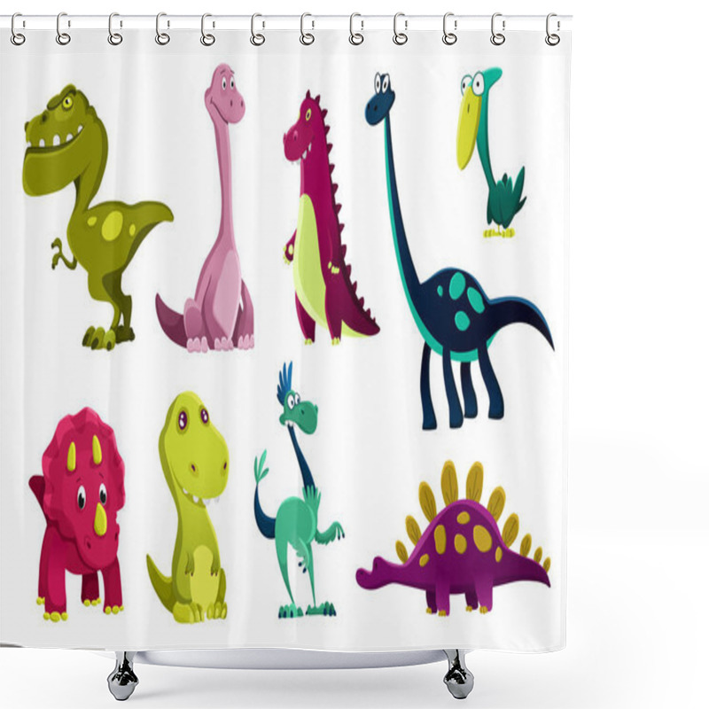 Personality  Set Of Dinosaurs Baby, Cute Print. Sweet Dinos. Cool Little Dinosaurs Illustration For Nursery T-shirt, Kids Apparel, Invitation, Simple Scandinavian Child Design Shower Curtains