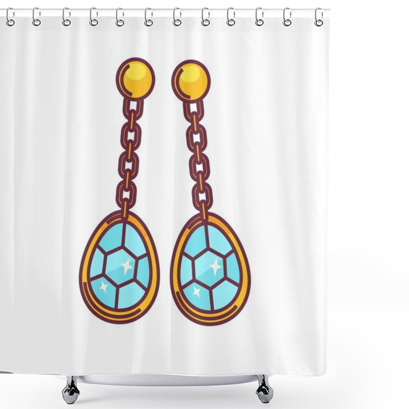 Personality  Golden Handmade Earrings Shower Curtains