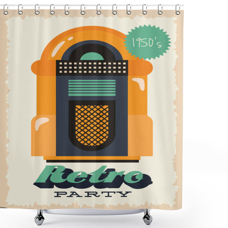 Personality  Party Retro Style Poster With Jukebox And Entrance Price Shower Curtains