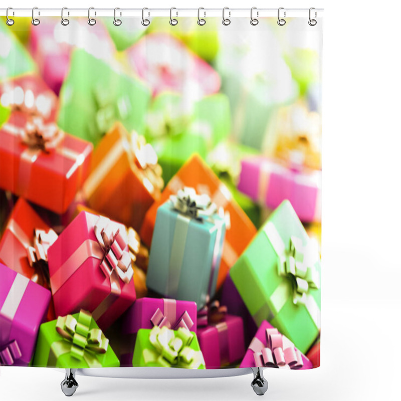 Personality  Gift Boxes Horizontal 3d Rendering Background Shower Curtains