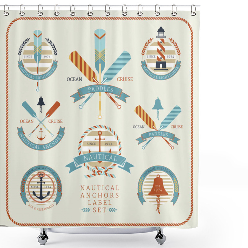 Personality  Nautical Anchors Label  Set 02 Shower Curtains