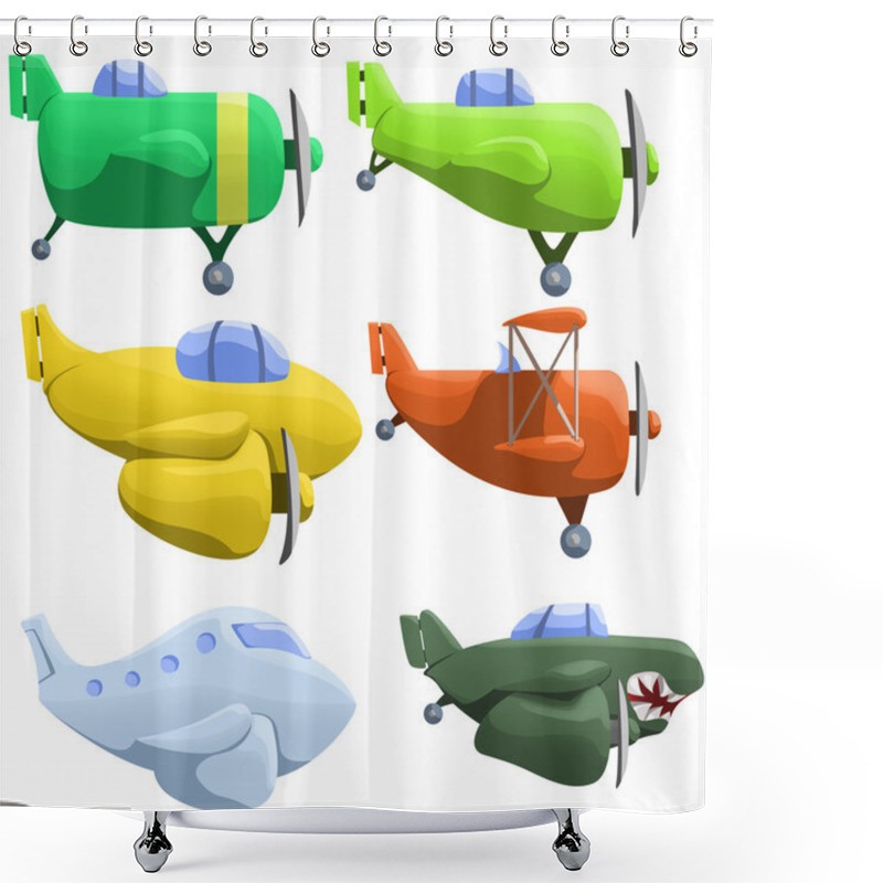 Personality  Illustration Of Set Of Six Different Planes Shower Curtains