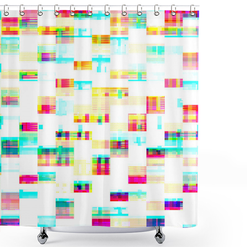 Personality  Digital Vibrant Glitch Effect. Shower Curtains