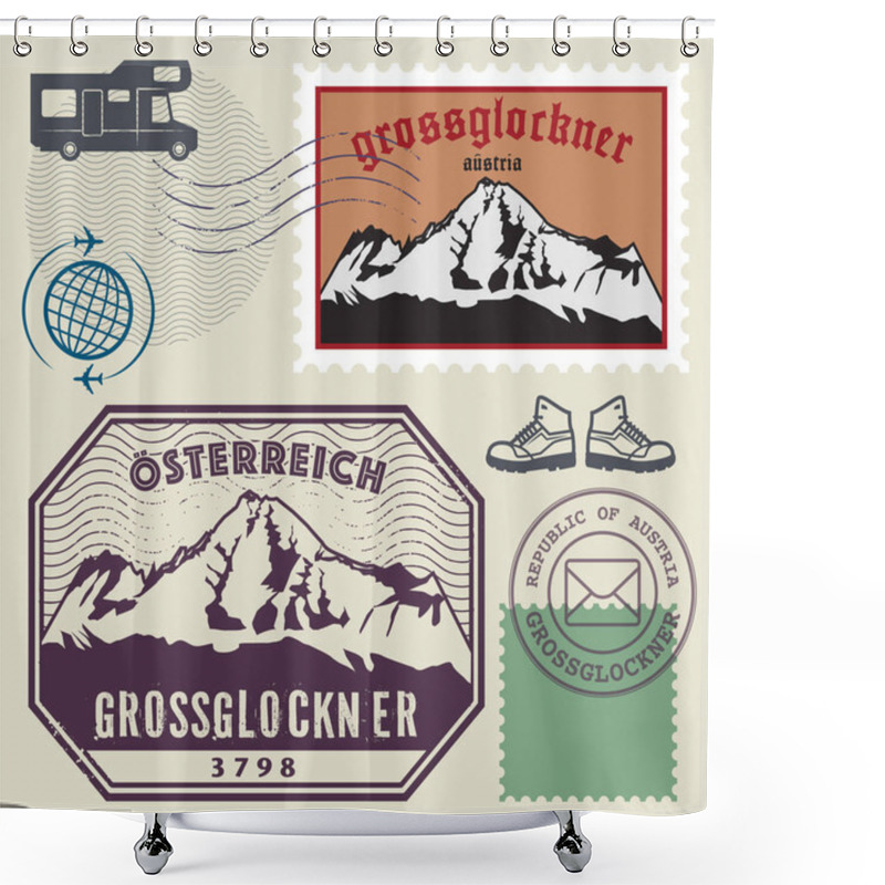 Personality  Post Stamp Set With The Grossglockner, Austria Shower Curtains