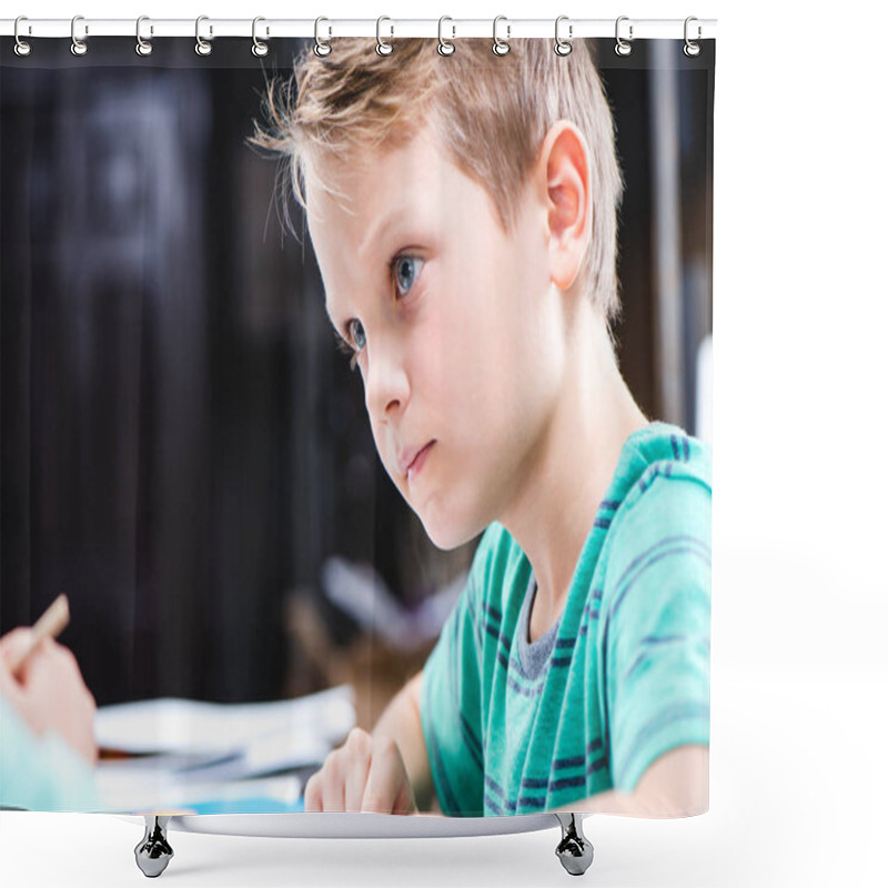 Personality  Concentrated Schoolchild Studying Shower Curtains