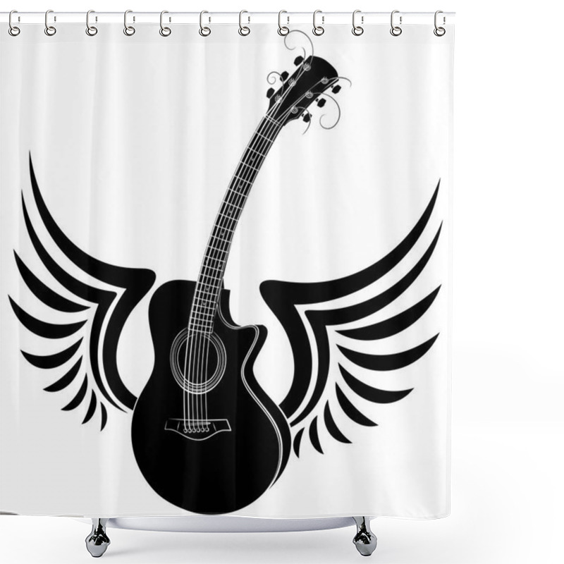 Personality  Sketch Of A Classical Variety Guitar With Wings. Shower Curtains