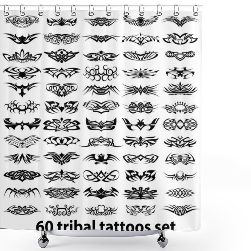 Personality  60 Tribal Tattoos Set Shower Curtains