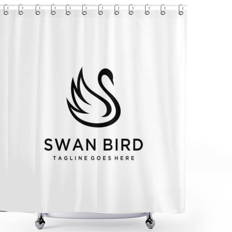 Personality  Illustration Simple Luxury Swan Bird Silhouette Logo Design Template Shower Curtains