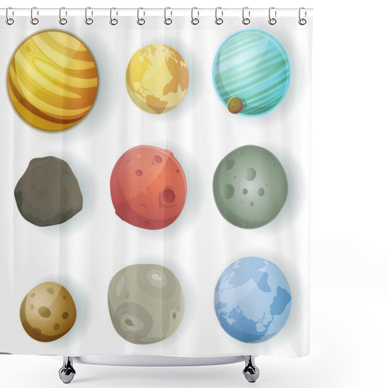 Personality  Cartoon Planets Set Shower Curtains