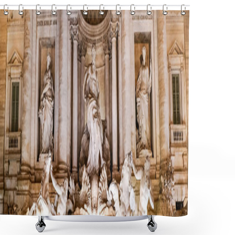 Personality  Panoramic Concept Of Trevi Fountain With Ancient Sculptures In Rome  Shower Curtains