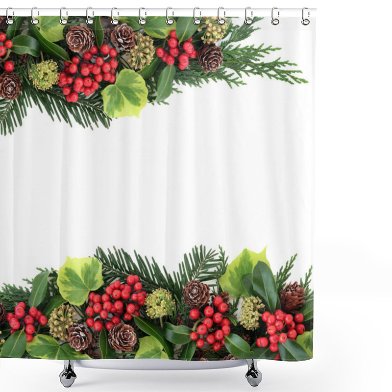 Personality  Traditional Border Of Winter Flora Shower Curtains