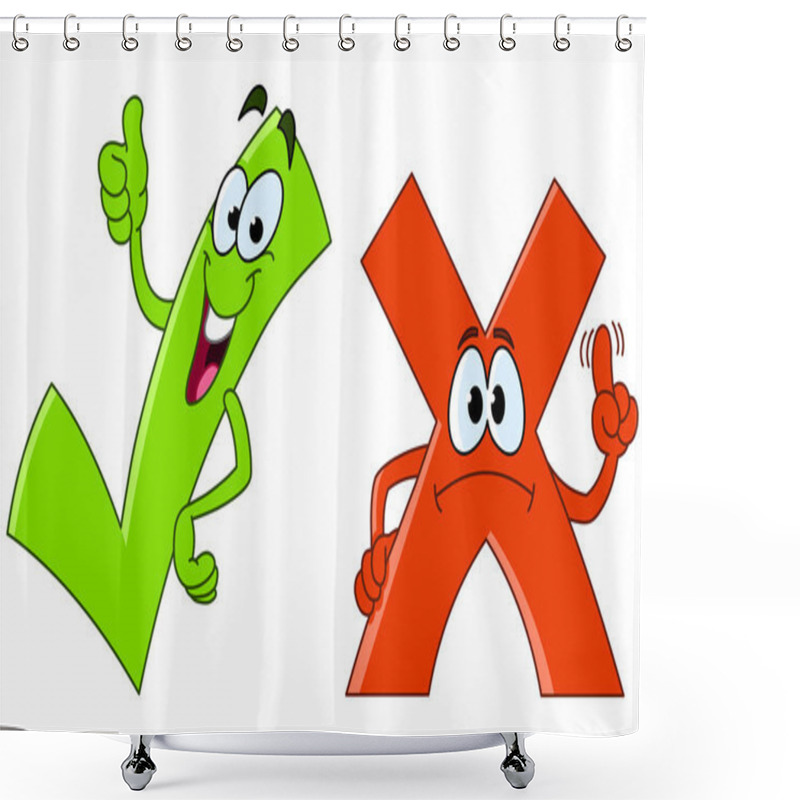 Personality  Tick And Cross Cartoon Shower Curtains