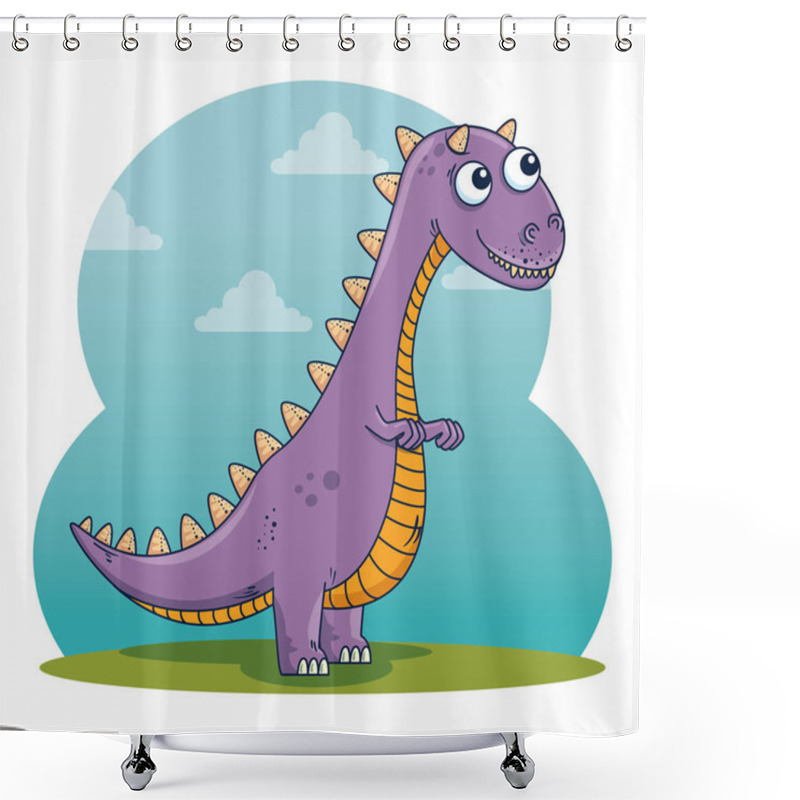 Personality  Carnotaurus Wild Dinosaur Character With Clouds Shower Curtains